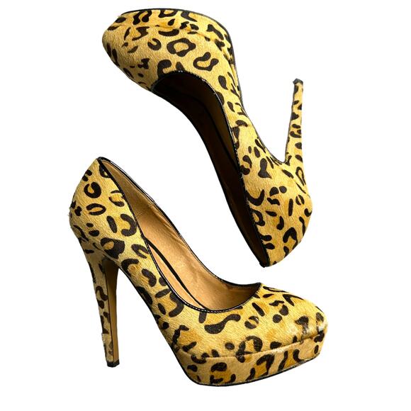 Aldo Leopard Print Pony Hair Ultra High Heels 7.5 - Picture 1 of 6